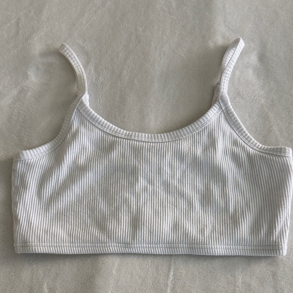 Klassy Network White Ribbed Brami Crop Top